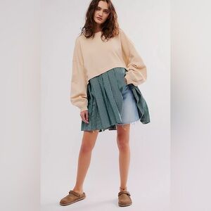 Free People Cream and Green Eleanor Tunic Dress/Top